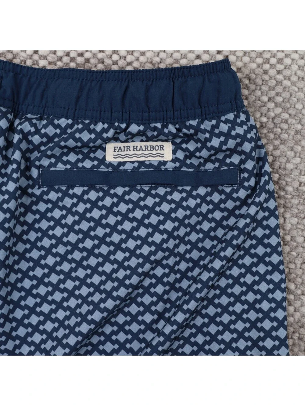 Fair Harbor The Anchor Swim Trunks Men's XL Blue Geometric Diamond 8
